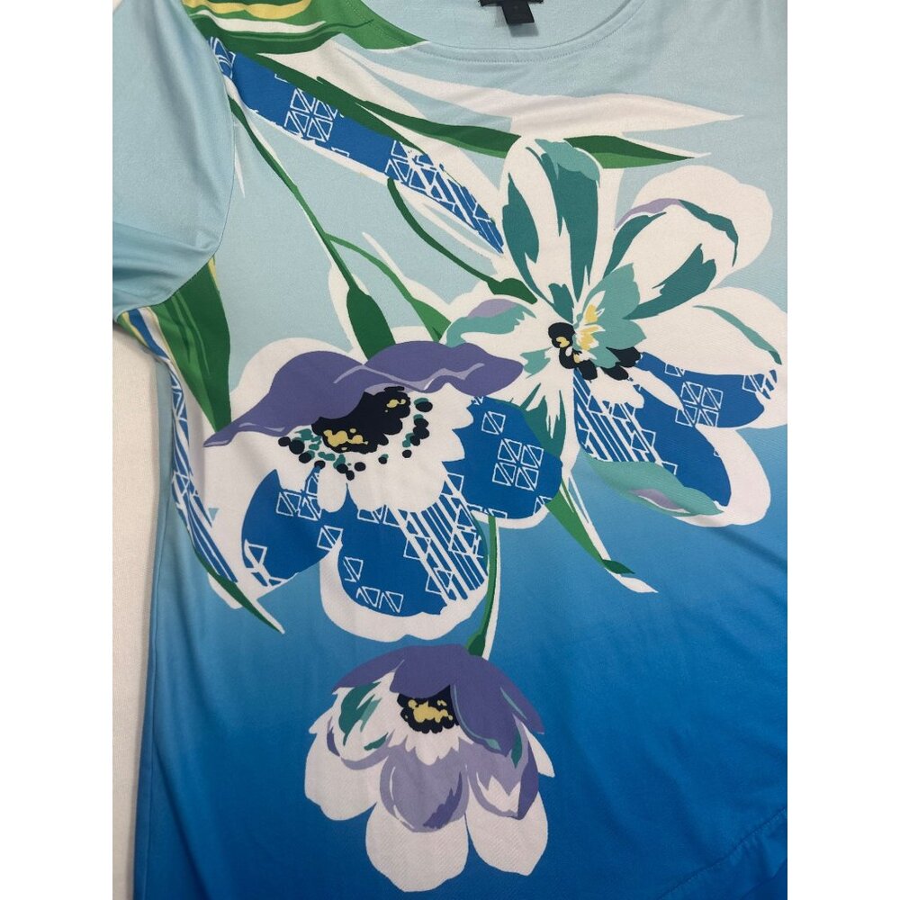 JM Collection Delight Ocean Turquoise Layered Tunic Floral Size M - Picture 5 of 6
